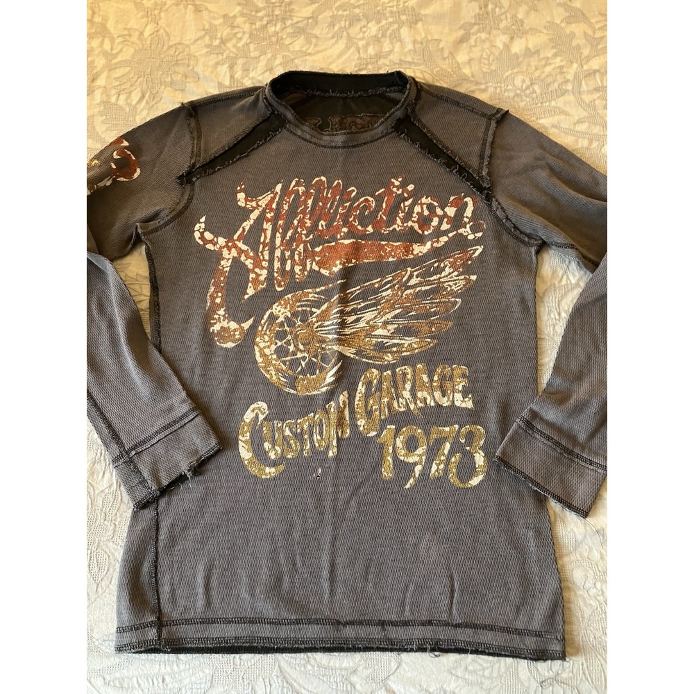 Affliction Y2K Reversible Long Sleeve Thermal American Customs Men's Sz M READ